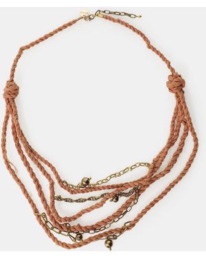 Dixie Collier Tressé Chaînes Et Perles Métalliques - Blanc