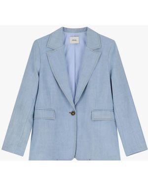 Dixie Blazer Effetto Denim Con Chiusura A Bottone - Blu