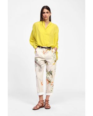 Dixie Pantaloni Chino Stampa Floreale - Giallo