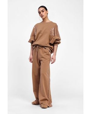 Dixie Pantaloni Joggings Con Banda Di Paillettes - Neutro