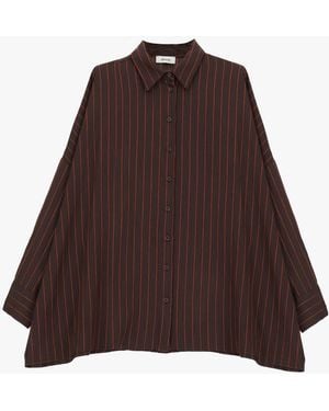Dixie Camicia Ampia A Righe Con Colletto Classico - Marrone
