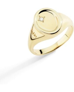 Dodo Anello Sigillo Oro Giallo & Diamante Bianco - Metallizzato