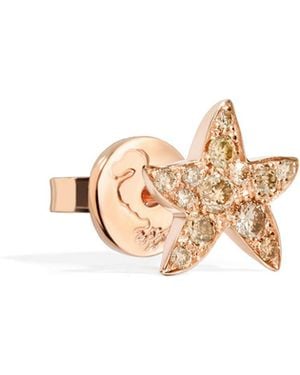 Dodo Rose & Diamond Star Stud Earring - Metallic