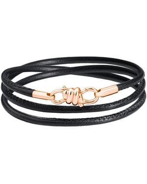 Dodo Rose & Leather Cord Nodo Bracelet - Black
