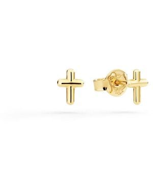 Dodo Mini Cross Stud Earrings - Metallic