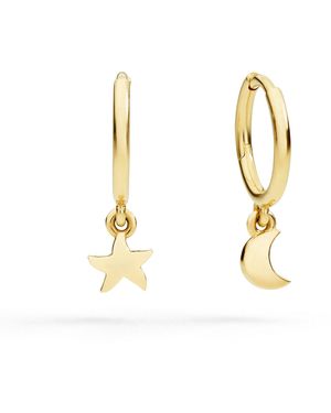 Dodo Star & Moon Hoop Earrings - Metallic