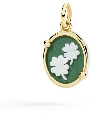 Dodo Four-Leaf Clover Cameo Charm - Green