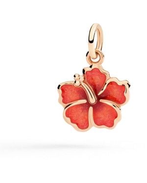 Dodo Rose & Enamel Hibiscus Flower Charm - Red