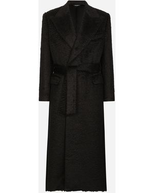 Dolce & Gabbana Oversize-Mantel Aus Wolle Mit Gürtel - Schwarz