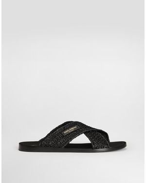 Dolce & Gabbana Sandalen Aus Raffia - Schwarz