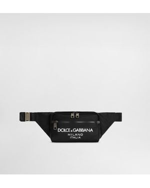 Dolce & Gabbana Gürteltasche Aus Nylon Mit Gummiertem Logo - Weiß