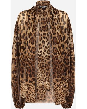 Dolce & Gabbana Leopard-Print Chiffon Shirt - Braun