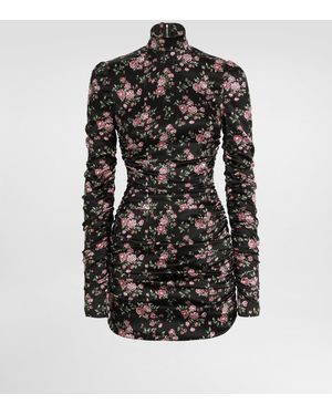 Dolce & Gabbana Drapiertes Kleid Aus Satin Mit Vintage-Rosen-Print - Schwarz