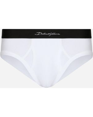 Dolce & Gabbana Midi-Slip Aus Bi-Elastischem Baumwolljersey - Weiß