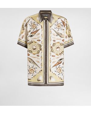 Dolce & Gabbana Printed Hawaii Silk Twill Shirt - Weiß