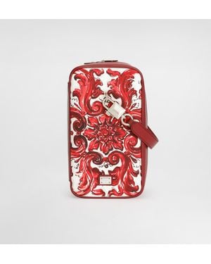 Dolce & Gabbana Handtasche Lock Aus Canvas Mit Majolika-Print - Rot