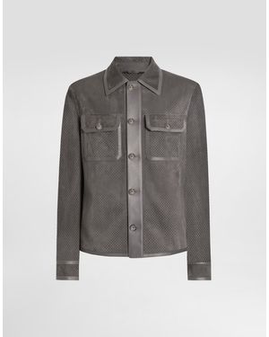 Dolce & Gabbana Jacke Aus Lammleder Mit Lochmuster - Grau