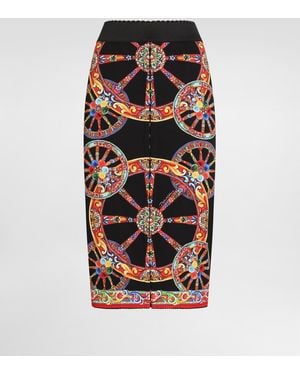 Dolce & Gabbana Langer Rock Mit Carretto-Print - Schwarz