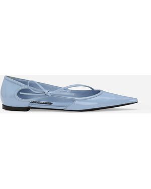 Dolce & Gabbana Ballerina Aus Glänzendem Kalbsleder - Blau