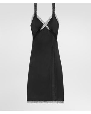 Dolce & Gabbana Silk Satin Slip Dress - Schwarz