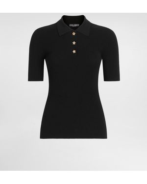 Dolce & Gabbana Gerippter Pullover Im Poloshirtstil - Schwarz