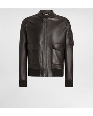 Dolce & Gabbana Lederjacke Mit Reißverschlusstasche - Schwarz
