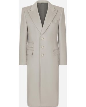 Dolce & Gabbana Einreihiger Mantel aus Kaschmir-Double - Weiß