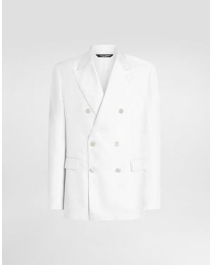 Dolce & Gabbana Jacke Sicilia Light Aus Seidentwill Mit Doppelreiher-Knöpfung - Weiß