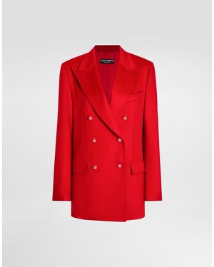 Dolce & Gabbana Zweireihige Oversize-Jacke Aus Kaschmir - Rot