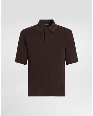 Dolce & Gabbana Micro-Rib Cotton Polo Shirt - Braun