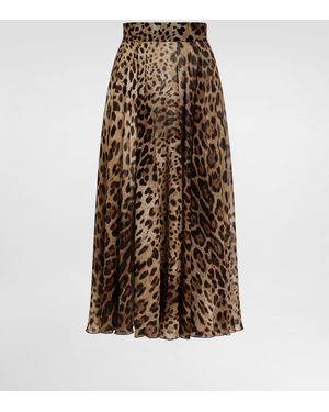 Dolce & Gabbana Leopard- Chiffon Circle Skirt - Natur