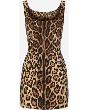 Dolce & Gabbana Short Leopard-Print Charmeuse Dress - Braun