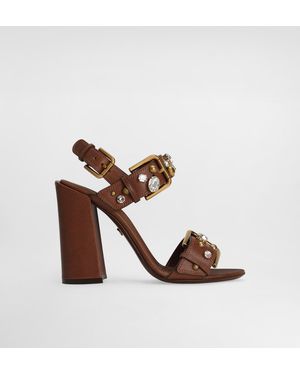 Dolce & Gabbana Cowhide Keira Sandals With Embellishements - Braun