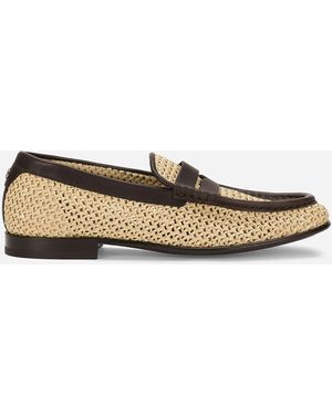 Dolce & Gabbana Mokassin Aus Geflochtenem Raphiabast - Weiß