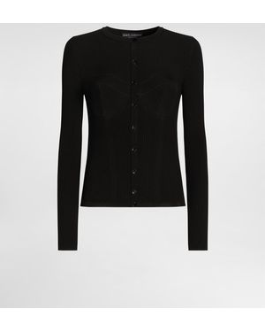 Dolce & Gabbana Cardigan Aus Viskose Mit Rippenstrick - Schwarz