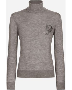Dolce & Gabbana Rollkragenpullover Aus Kaschmir - Grau