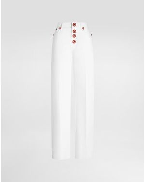 Dolce & Gabbana 5-Pocket-Jeans Aus Denim Mit Schmuckknöpfen - Weiß
