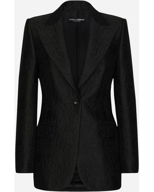 Dolce & Gabbana Einreihige Turlington-Jacke Aus Floralem Brokat - Schwarz