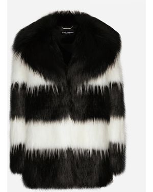 Dolce & Gabbana Jacke Aus Gestreiftem Kunstfell - Schwarz