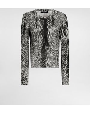 Dolce & Gabbana Seidenpullover Fellprint - Weiß