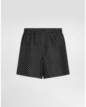 Dolce & Gabbana Boxershorts Aus Seidentwill Mit Polka-Dot-Print - Schwarz