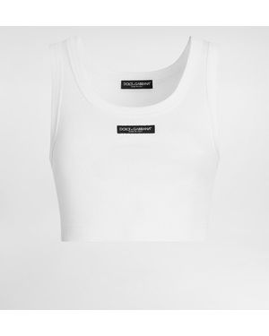 Dolce & Gabbana Ribbed Cropped Tank Top - Weiß