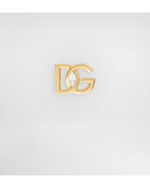 Dolce & Gabbana Rhinestone Logo Brooch - Weiß