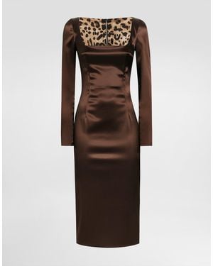 Dolce & Gabbana Kleid Aus Stretchsatin - Braun