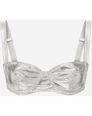 Dolce & Gabbana Balkon-Bh Aus Beschichtetem Stretch-Jersey - Weiß