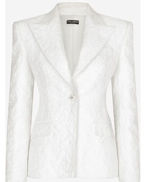 Dolce & Gabbana Turlington-Jacke Aus Brokat - Weiß