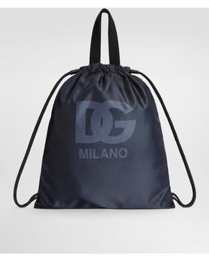 Dolce & Gabbana Rucksack Aus Nylon Mit Logo - Blau