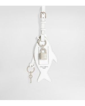 Dolce & Gabbana Schlüsselanhänger Aus Kalbsleder - Weiß