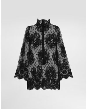 Dolce & Gabbana Lace Dress With High Neck - Schwarz