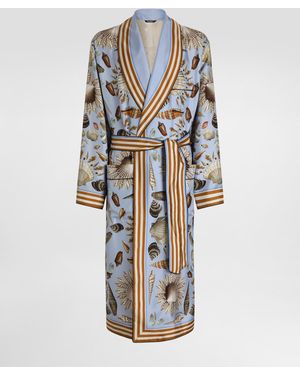 Dolce & Gabbana Shell-Print Silk Twill Robe - Weiß